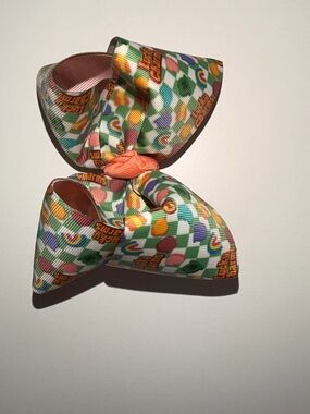 Colorful Patterned Hair Bow with Orange Knot